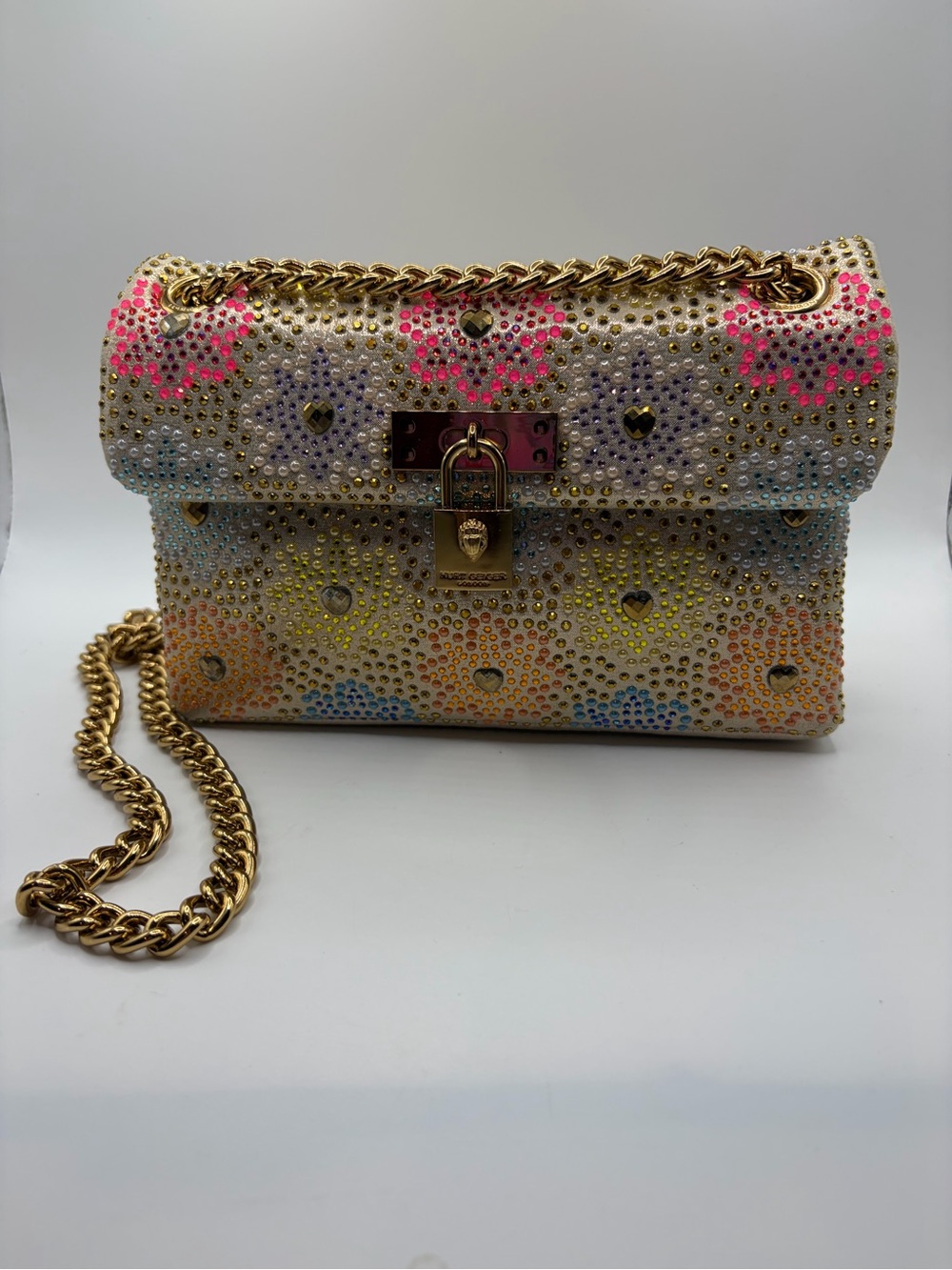 Kurt Geiger Crystal-Embellished Floral Shoulder Bag in Multicolor by